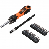 FASTER TOOLS Screwdriver with flexible ending + set of bits - 28pcs